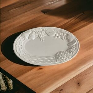 Large PLATTER White Ceramic A SANTOS Portugal Serving Platter Fruit Pattern TRAY